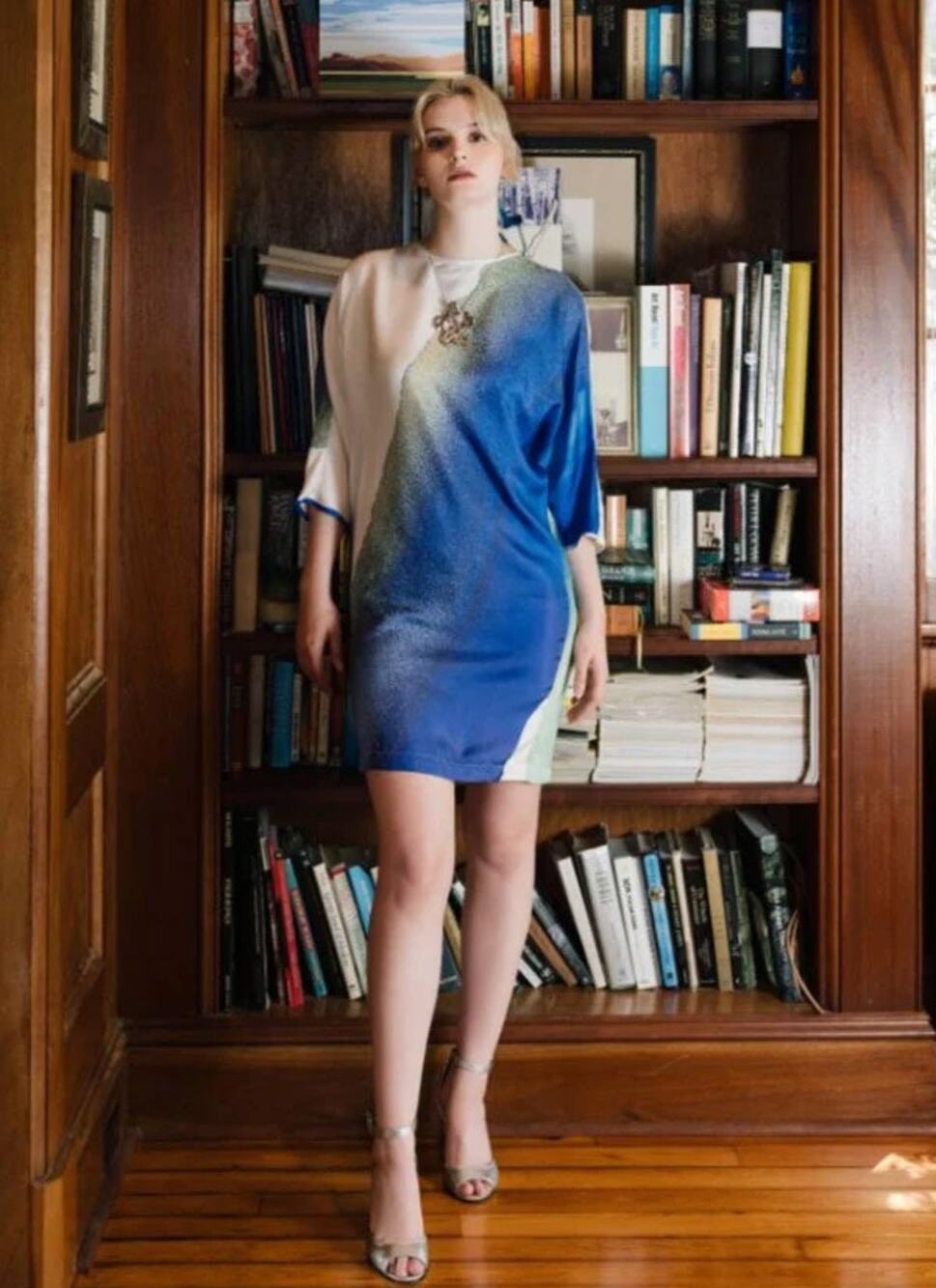 Tavia x Marina Savashynskaya Dunbar Atelier Ocean Breezes Kimono Silk Dress 44 6